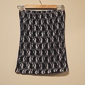 Black flower lace tube top